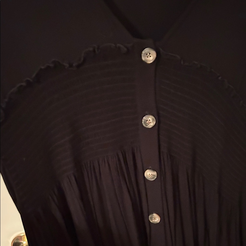 ASOS Curve Black Midi Dress with Button Detail - Picture 6 of 7